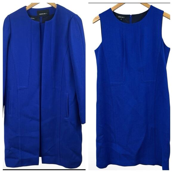 Lafayette 148 Erin Long Sleeve Overcoat and Sleeveless Sheath Dress Set Sz 8 - Picture 1 of 15